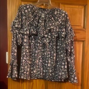 JCrew Floral Ruffle Women's Top - Navy and Pink